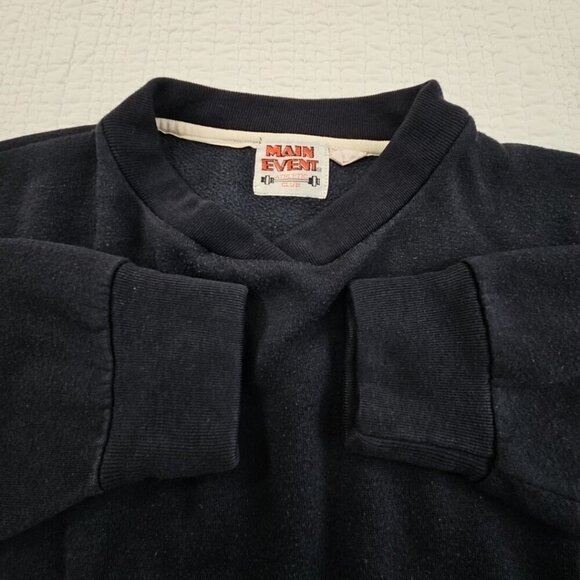 VTG Main Event Athletic Club Sweatshirt Men's Boxy Large Turquoise Black Raglan - Picture 5 of 12